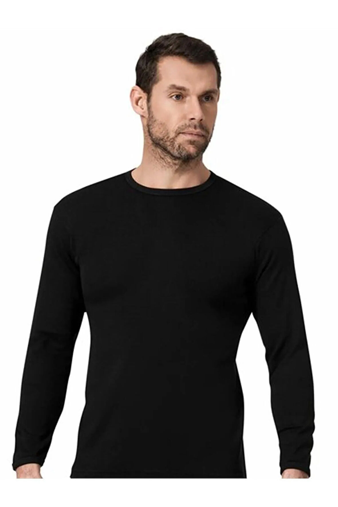 Siyah Renk Ribana Uzun Kollu Fanila