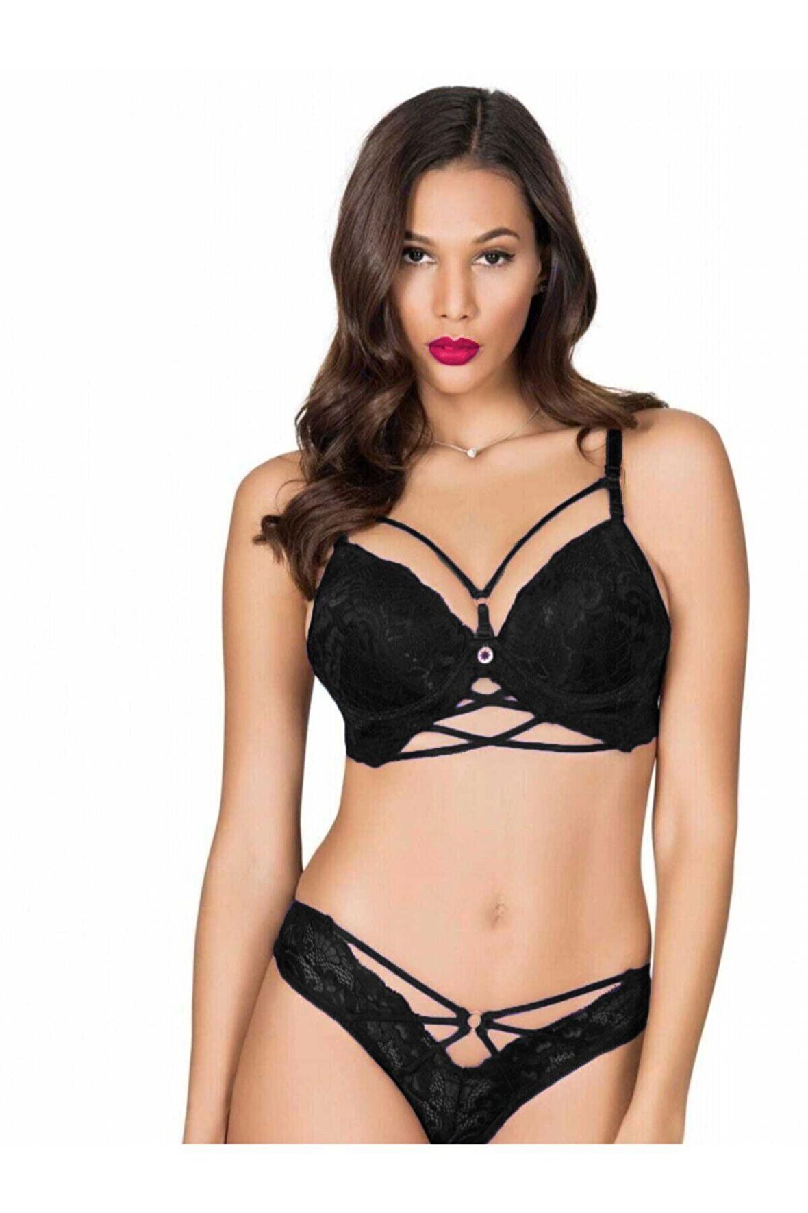 Le Jardin Siyah Renk Destekli Sütyen Takım