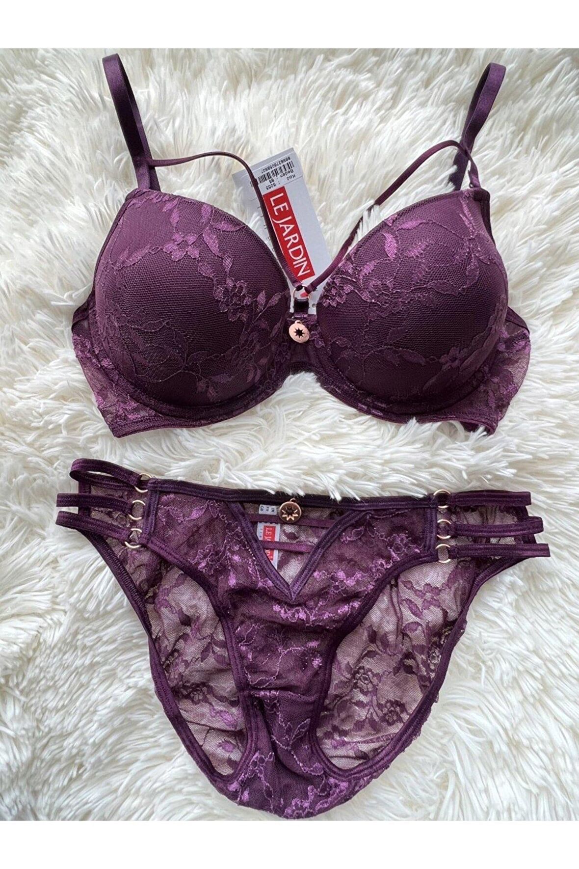 Le Jardin Mürdüm Renk Destekli Sütyen Takım