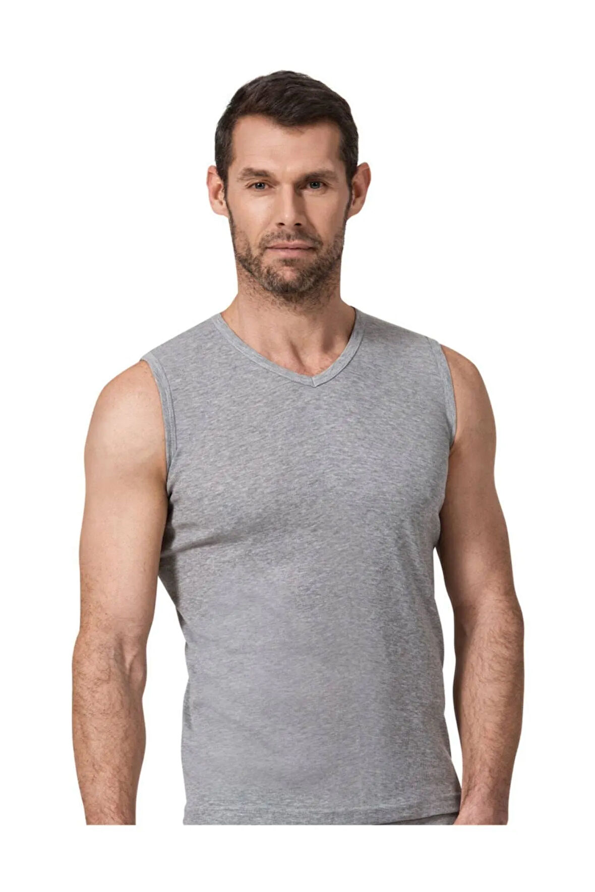 Ribana V Yaka Kolsuz Gri 2'li Erkek Atlet -n118