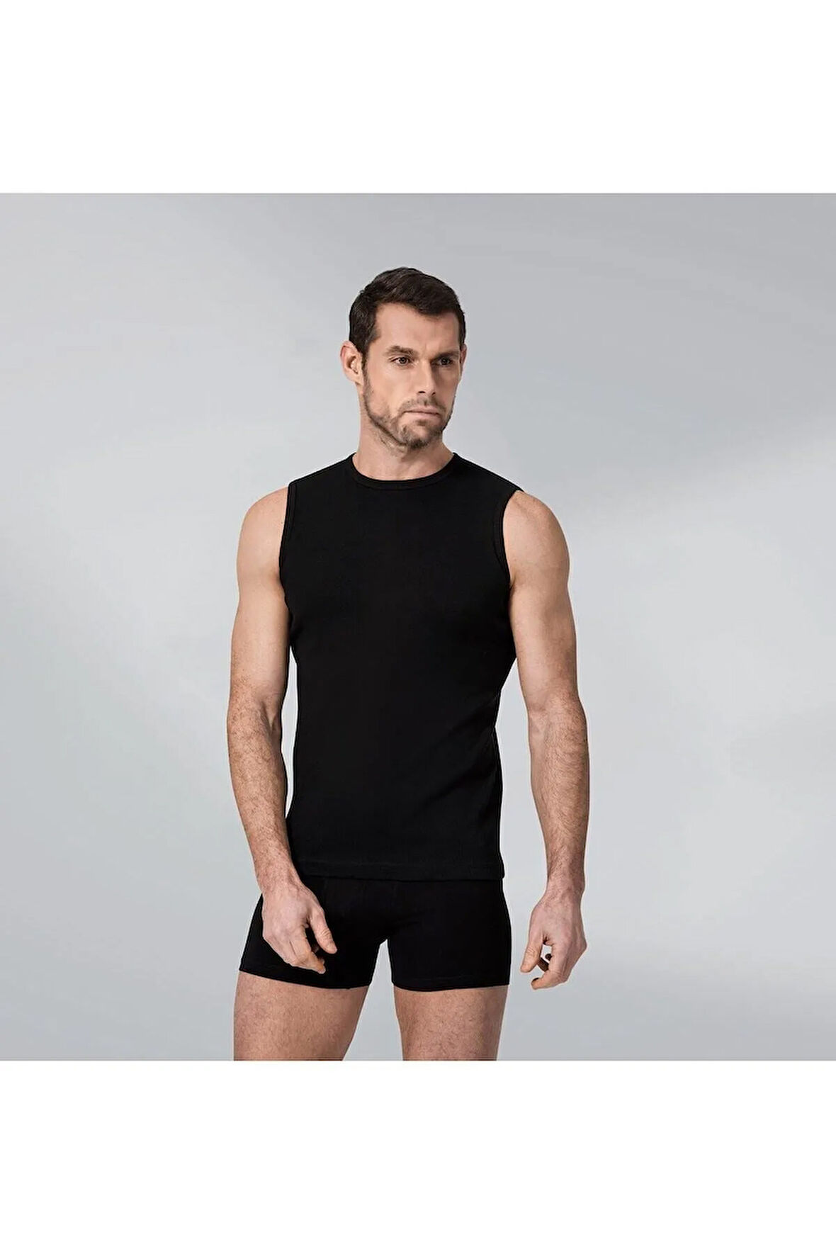 6 Adet Beyaz Renk Kolsuz Bisiklet Yaka Ribana Atlet