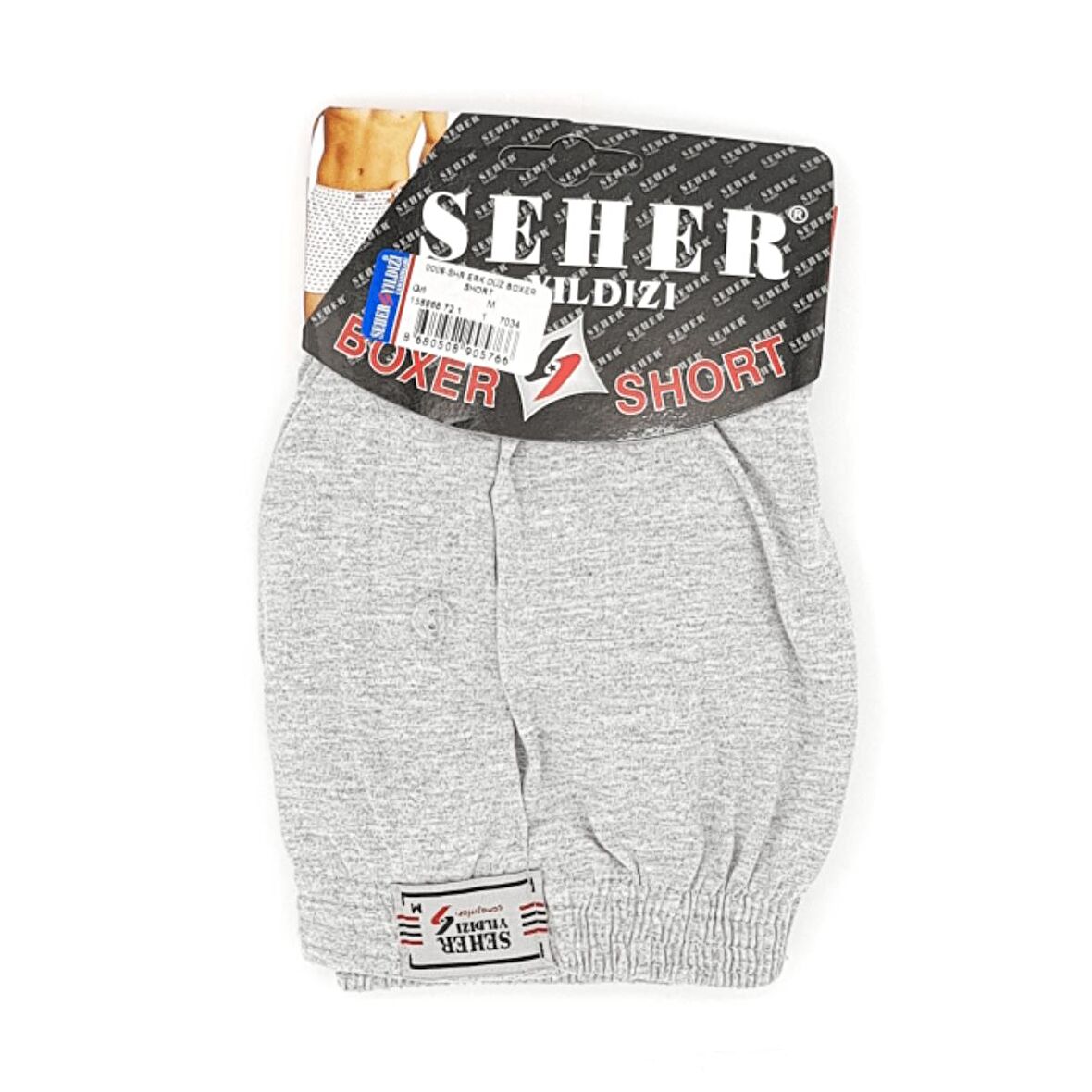 Seher 1 Adet Gri Renk Penye Boxer