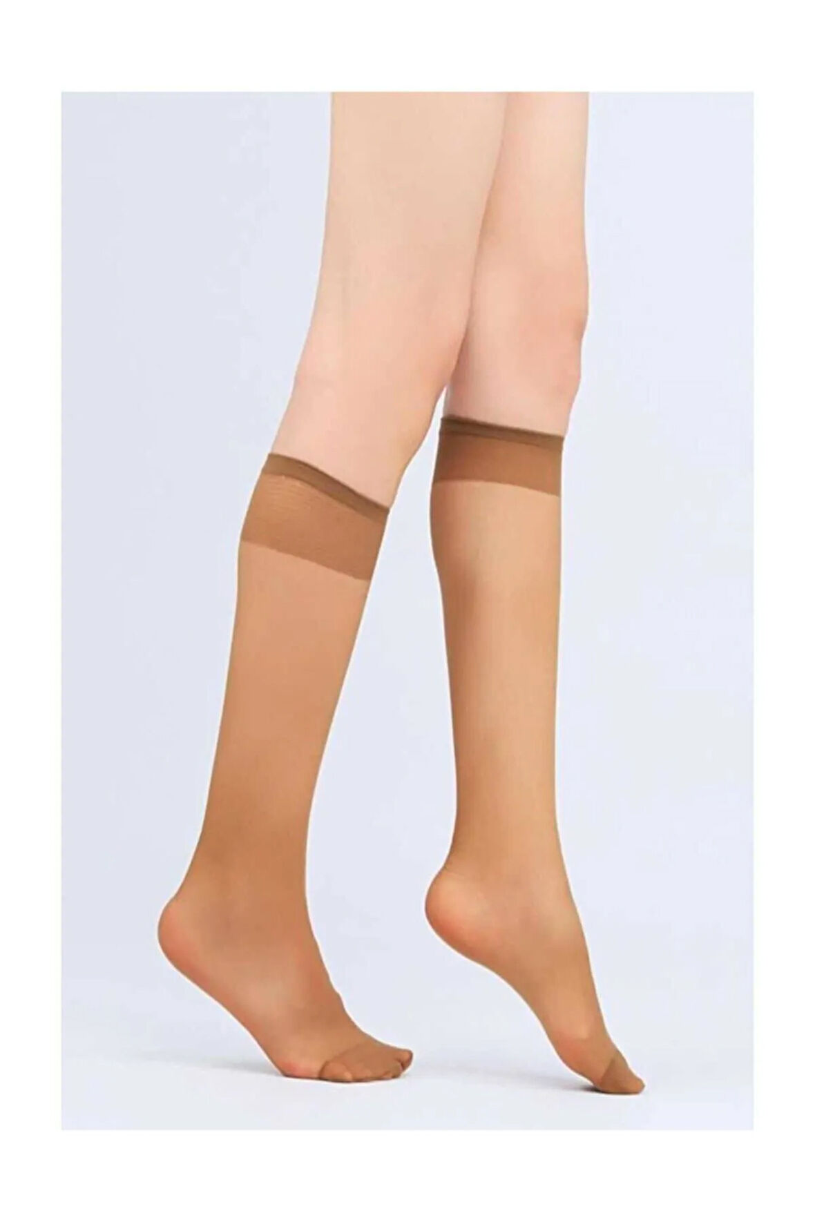 12 Adet Bronz Renk Ince Dizaltı Çorap