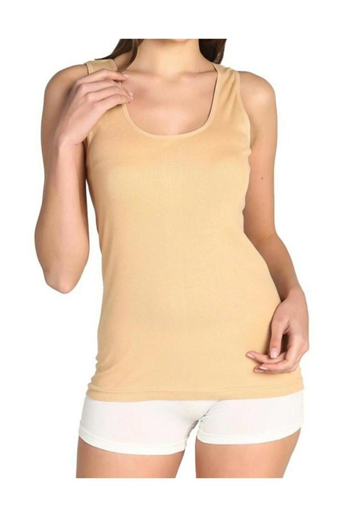 Tutku 2 Adet Ten Renk Ribana Kalın Askılı Atlet