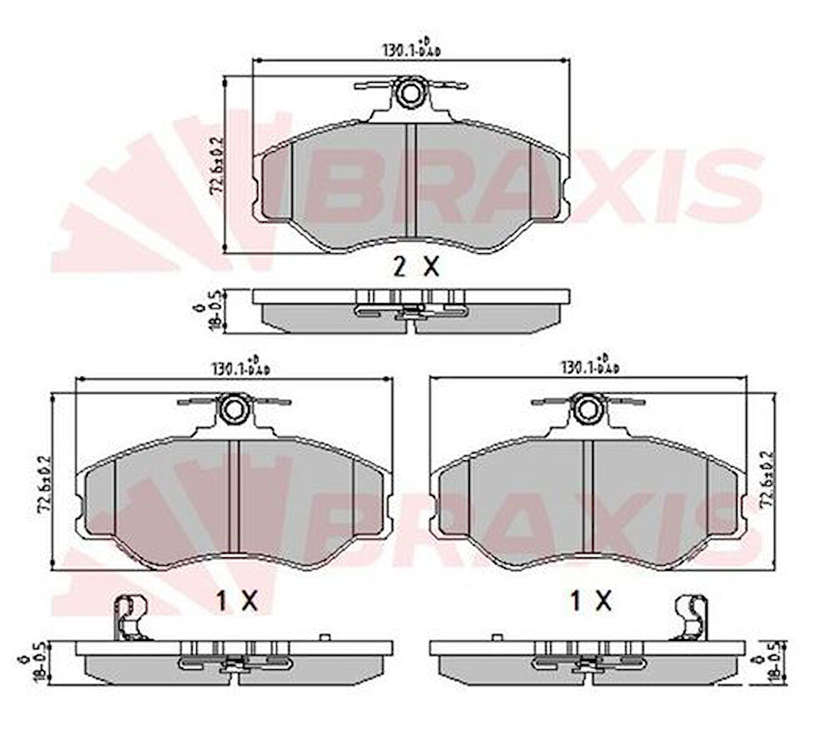 Braxıs Aa0609 Ön Fren Balatası Hyundaı H100 Mınıbus 1994-2005 H100 Kamyonet 1993-2002