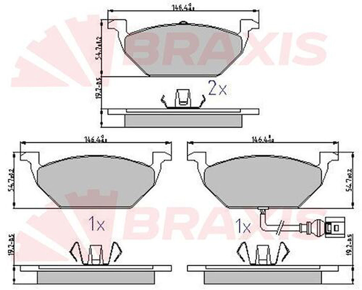 Braxıs Aa0627 Fren Balatası Ön Caddy Altea 04>15 Golf V Vı A3 Octavıa 04>13 Jetta 06>11 Leon 06>13 Toledo 05>09 Yetı 10>17