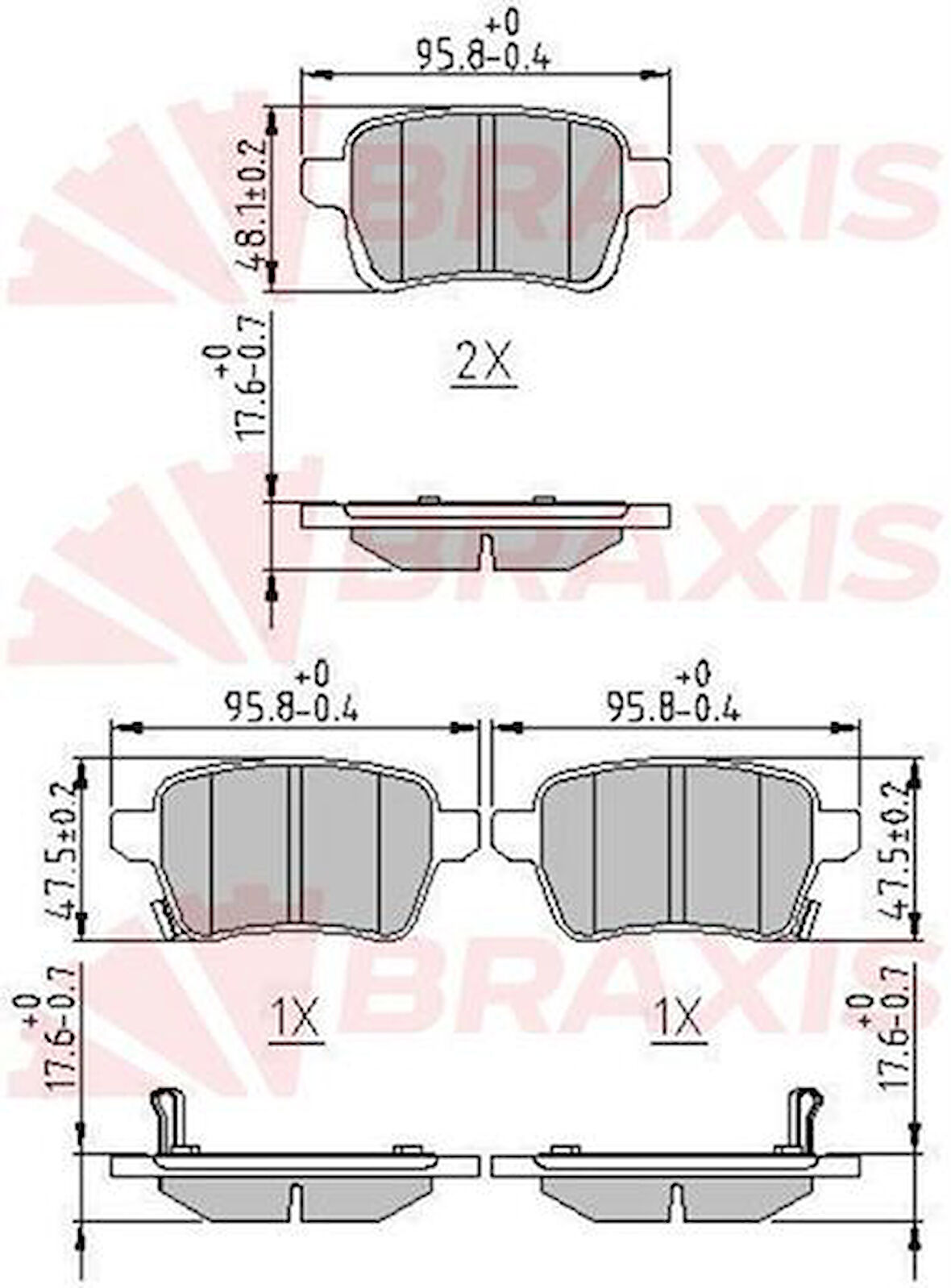 Braxıs Aa0642 Fren Balatası Arka 500L 12> 1.4 1.6D Mjet Egea 16>