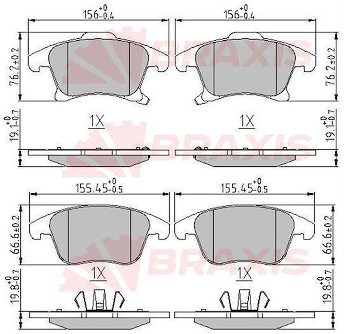 Braxıs Aa0646 Ön Fren Balatası Galaxy S Ma15 > Mondeo IV 14 > 16 Jant 1.5 2.0 Eco Boost 2.0Tdcı