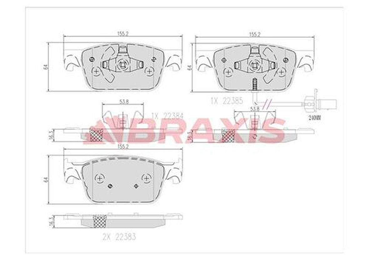 Braxıs Aa0662 Ön Fren Balatası Audı A4 1.4 Tfsı 2.0 Tfsı 15> A5 1.4 Tfsı 2.0 Tfsı 16>