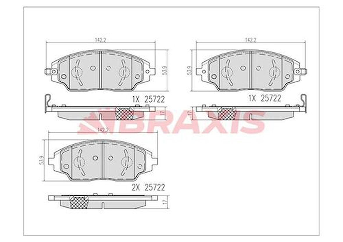 Braxıs Aa0680 Fren Balatası Ön Aveo T300 11> (Asınma Ikaz Gostergesı Icın)