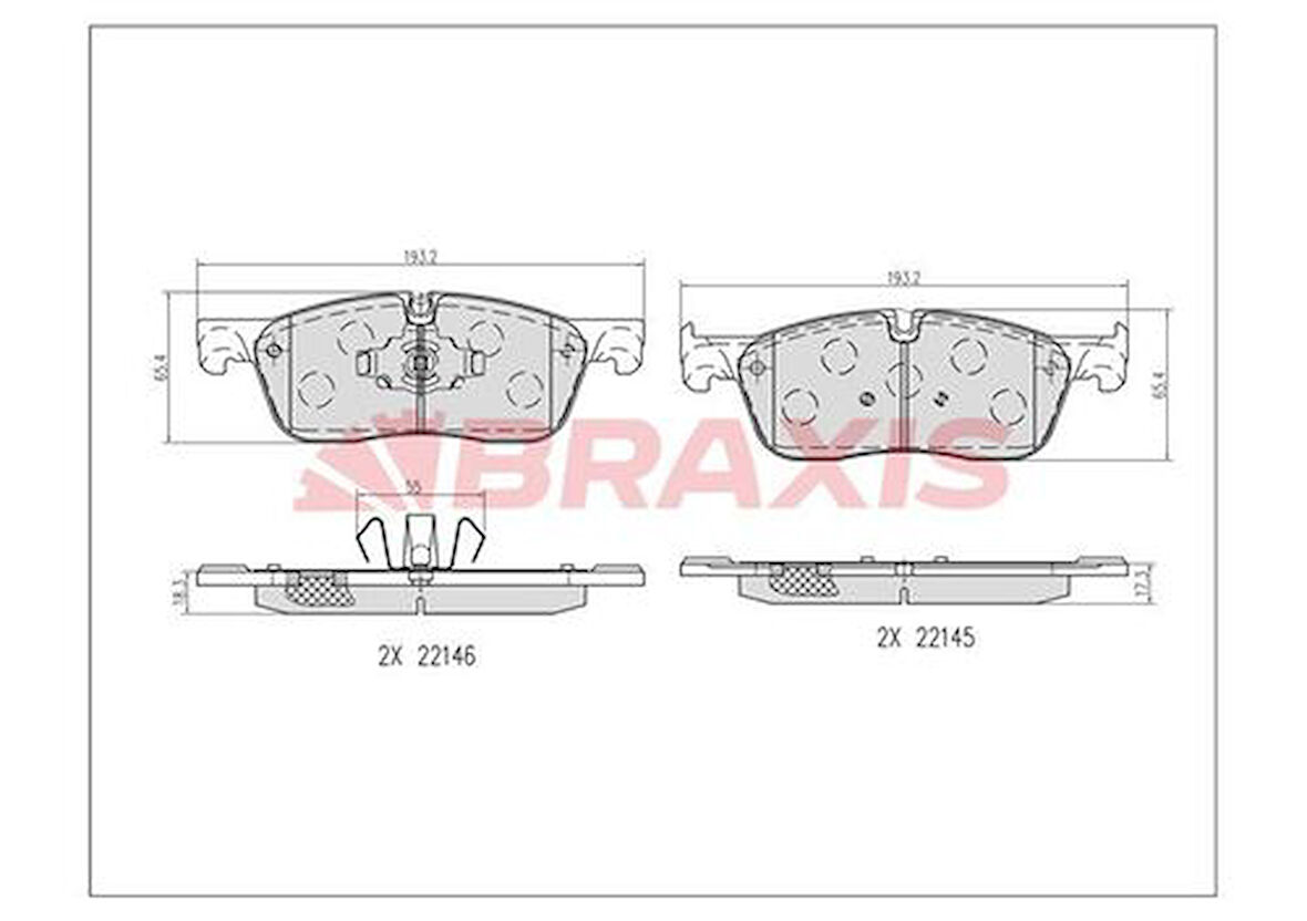 Braxıs Ab0614 Fren Balatası Ön Jaguar F-Pace X761 17> Xe X760 15> Xf Sportbrake X260 17>