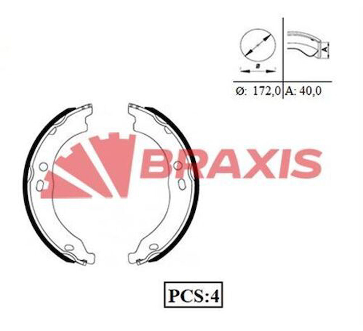 Braxıs Ac0078 Arka Fren Pabuclu Balata Ducato III Jumper III Boxer III 06> Olcu (42×172) (Kıt)