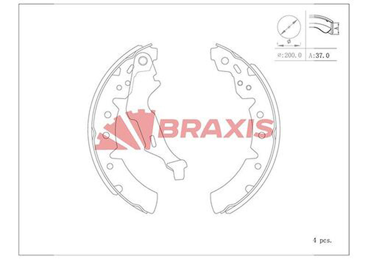 Braxıs Ac0141 Fren Balatası Arka Kampana Corolla Ae111 Ae112 98>02 Carına E 92>97 200×36