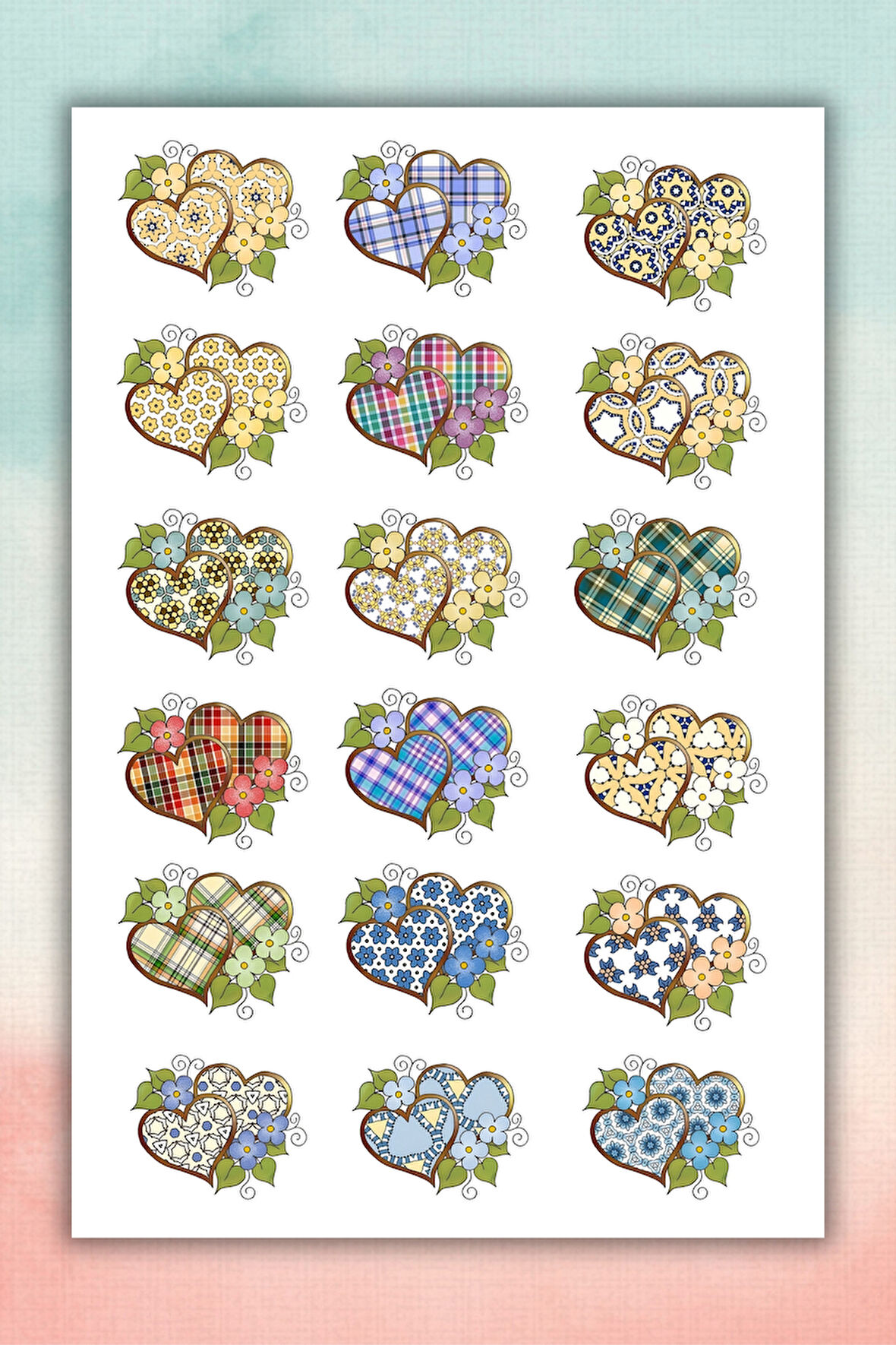 Kalp Temalı Sticker Seti Bullet Journal Ajanda Için Uygun Set