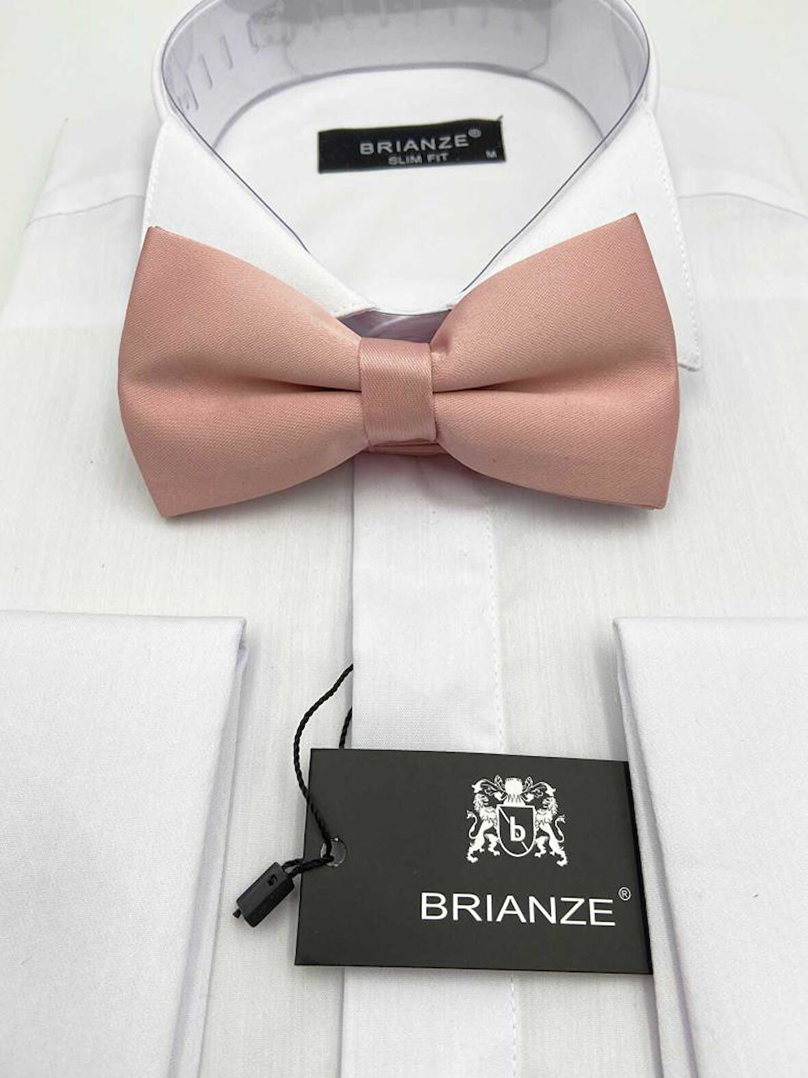Brianze Pudra Düz Renk Saten Papyon