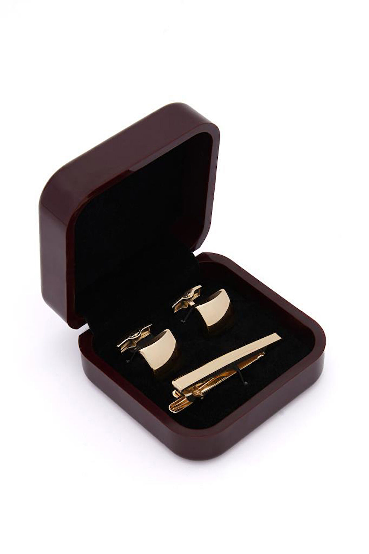 Brianze Premium Kutulu Gold Kol Düğmesi ve Kravat İğnesi Set