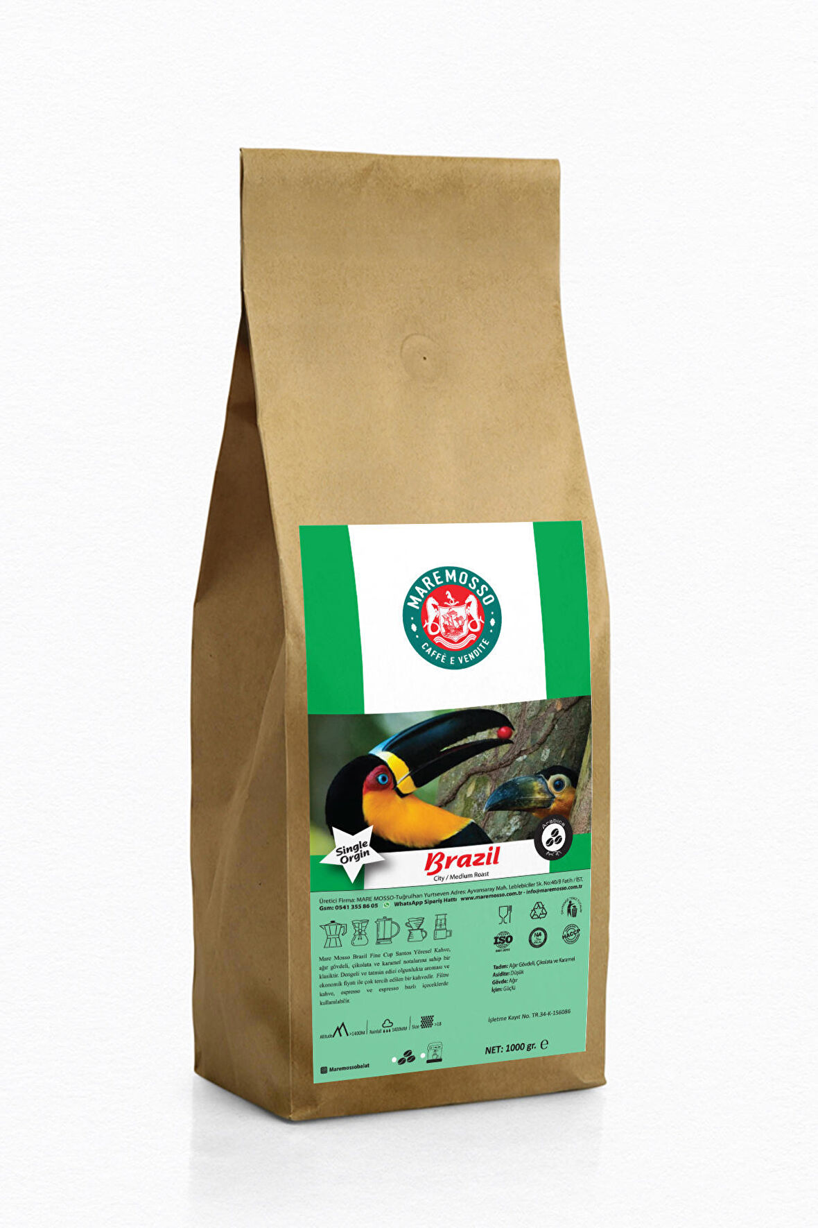 Brazil Fine Cup Santos Çekirdek Filtre Kahve 1 Kg.