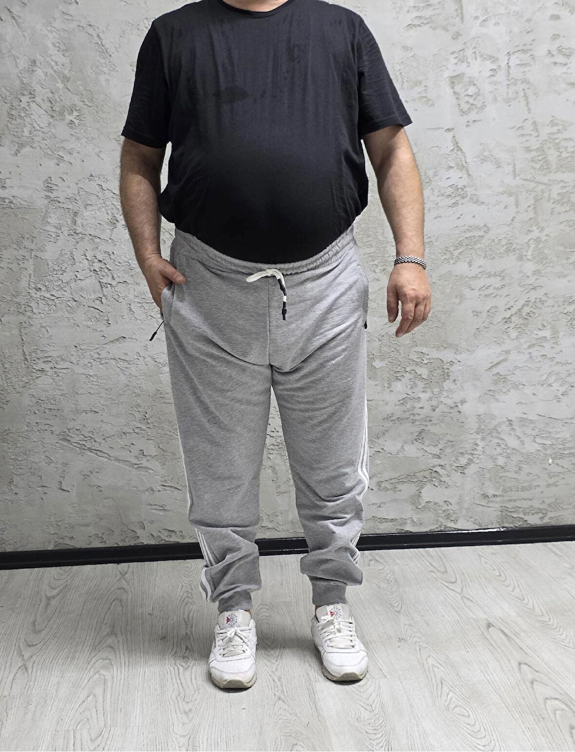 BLACK STEEL-2225-BATTAL BEDEN ŞERİTLİ EŞOFMAN