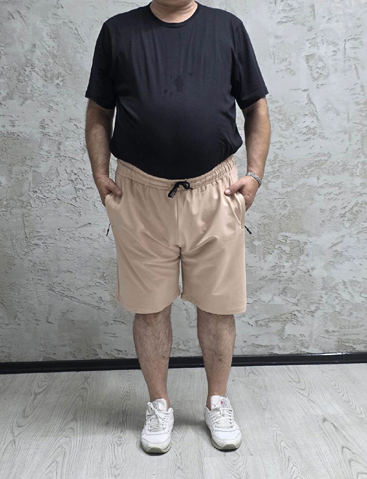 BLACK STEEL-2335-BATTAL BEDEN DÜZ ŞORT