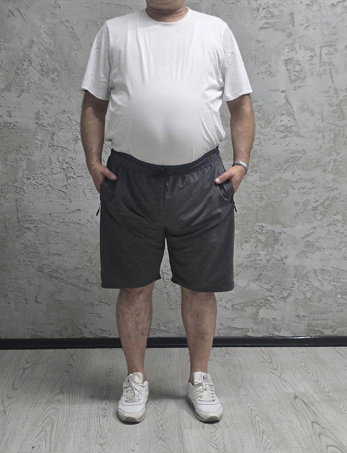 BLACK STEEL-2335-BATTAL BEDEN DÜZ ŞORT