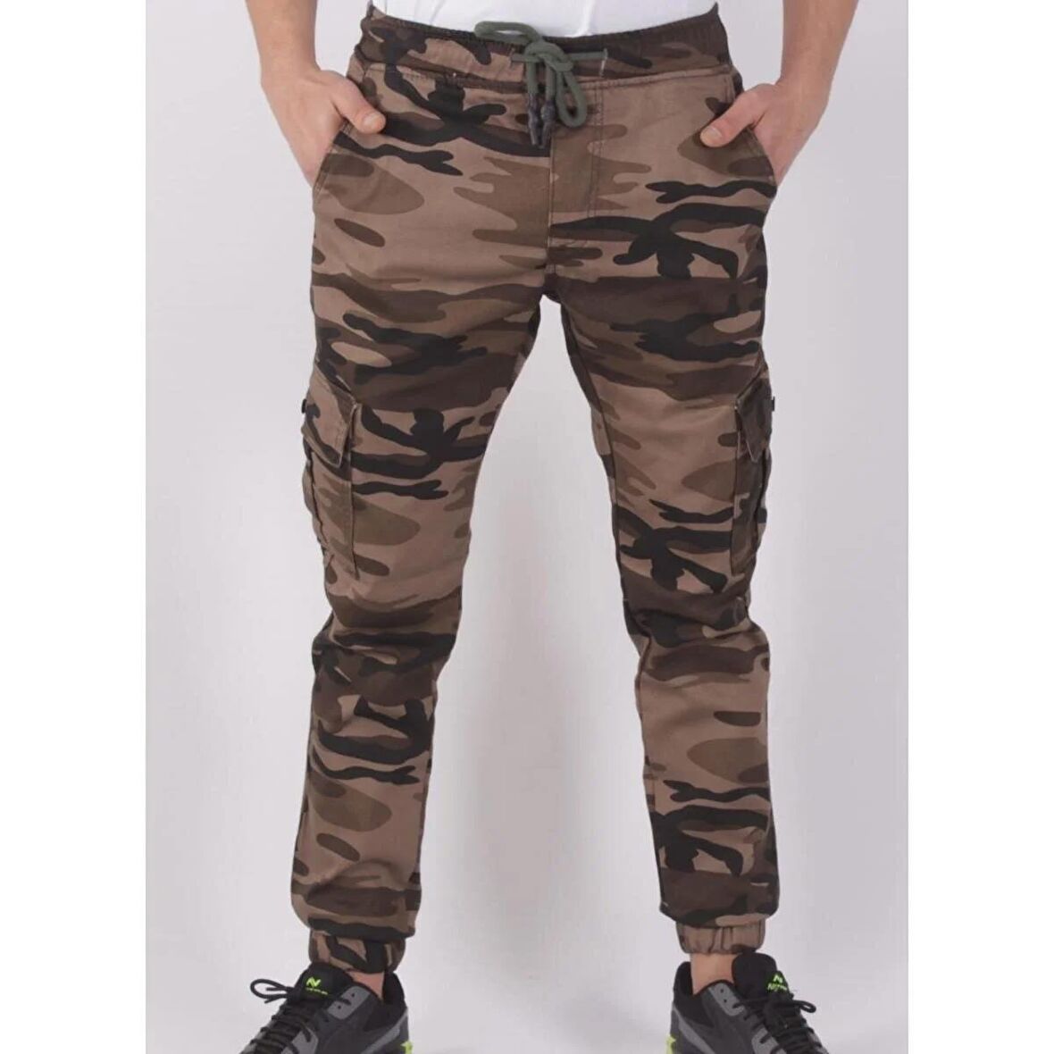 BLACK STEEL SLİM FİT,BEL VE PAÇA LASTİKLİ,KARGO CEPLİ KAMUFLAJ DESEN PANTOLON-91000