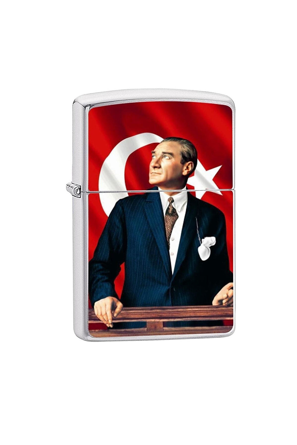 Mustafa Kemal Atatürk Tasarım Gümüş Renk Çakmak