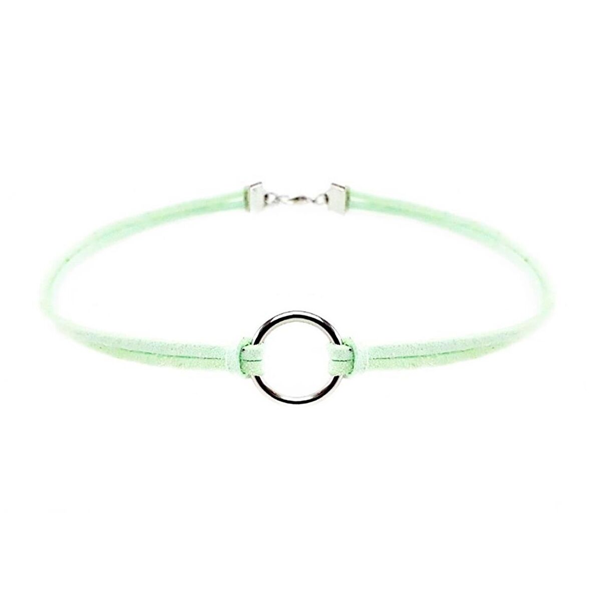 Su Yeşili Renk Kadın Süet Round Choker