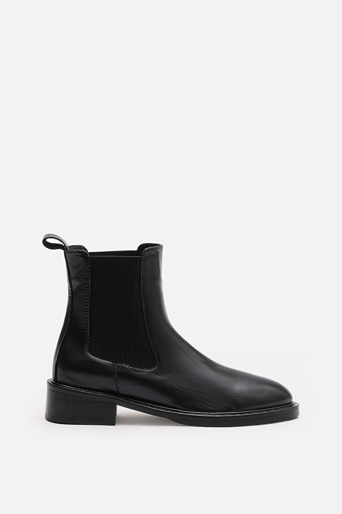 Bestyle Ados Kadın Siyah %100 Gerçek Deri Lastikli Bot