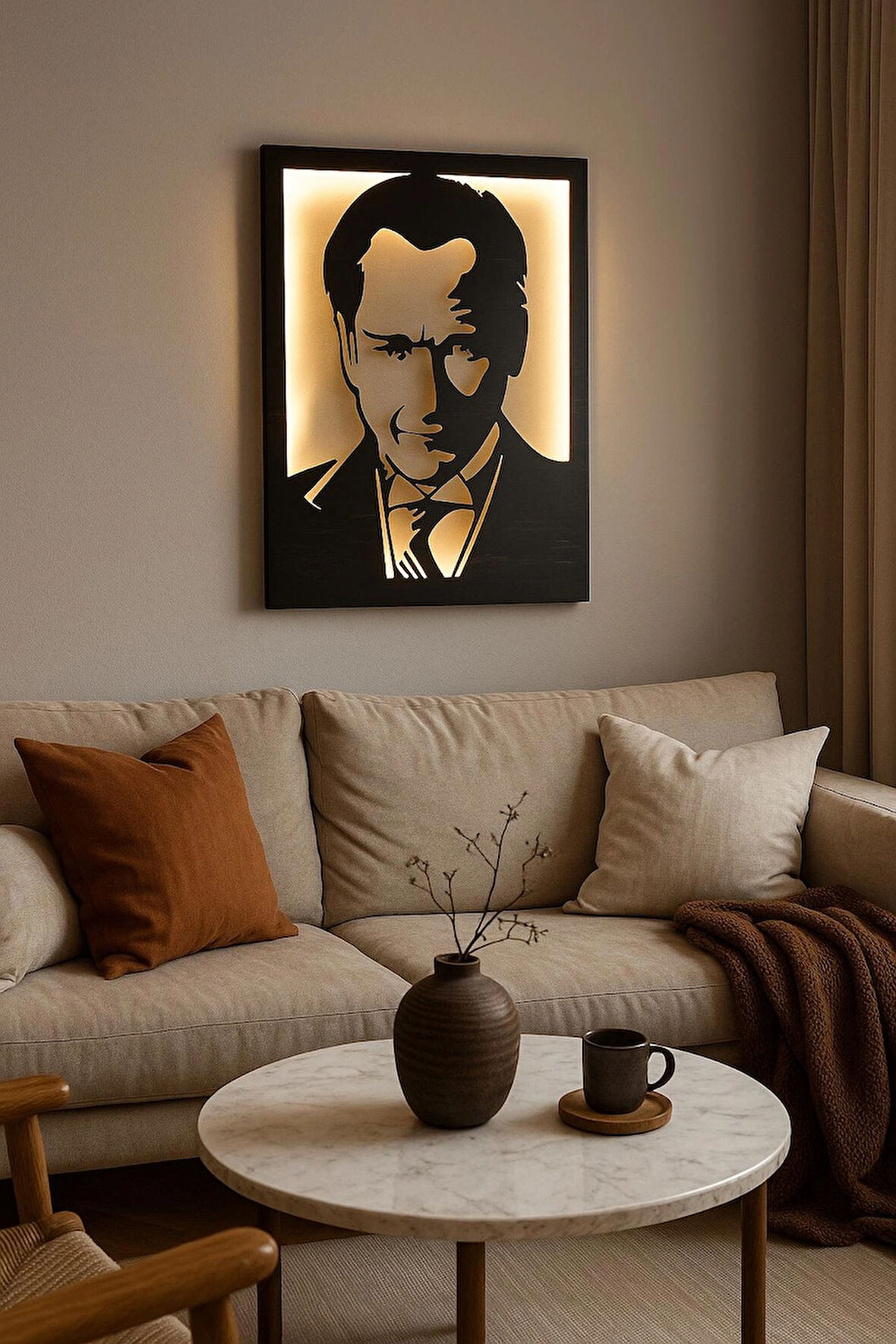 BSD Dekoratif ATATÜRK Portreli Ledli Tablo