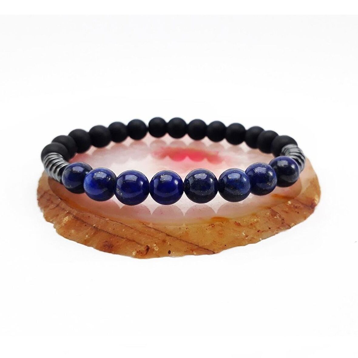 Lapis Lazuli & Oniks & Hematit Doğal Taş Erkek Bileklik