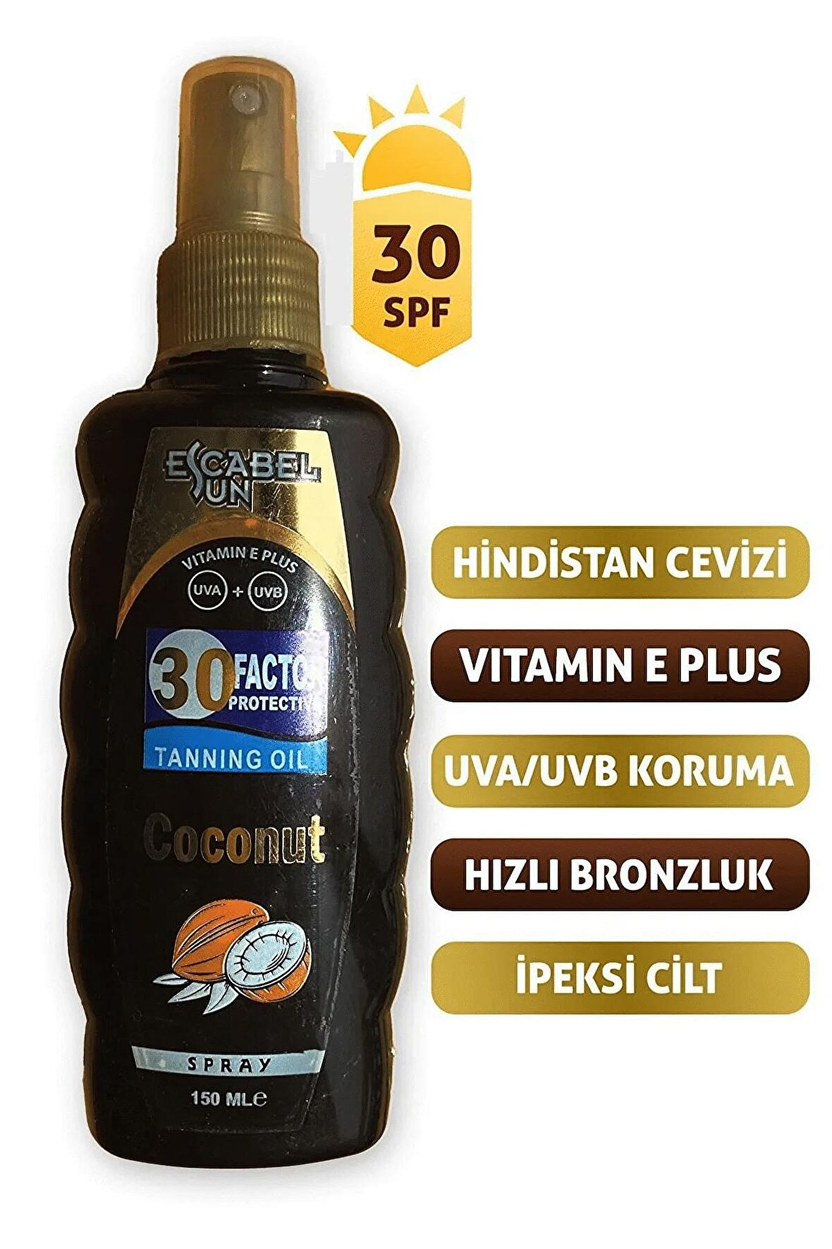 Hindistan Cevizi 30 SPF+ 150 ML Bronzlaştırıcı Yağ