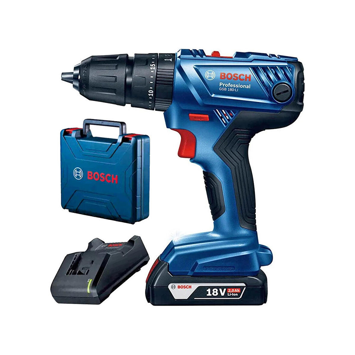 Bosch Professional GSB 180 Li 18V 2Ah Tek Akülü Darbeli Matkap