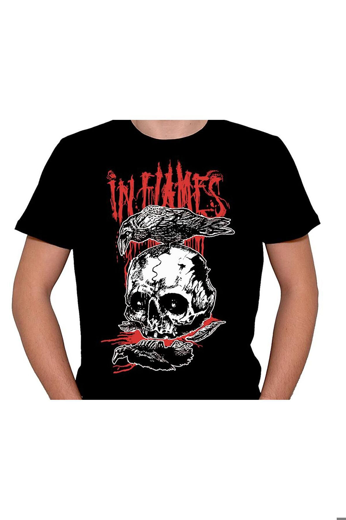 In Flames Skull Karga Tişört Unisex T-shirt