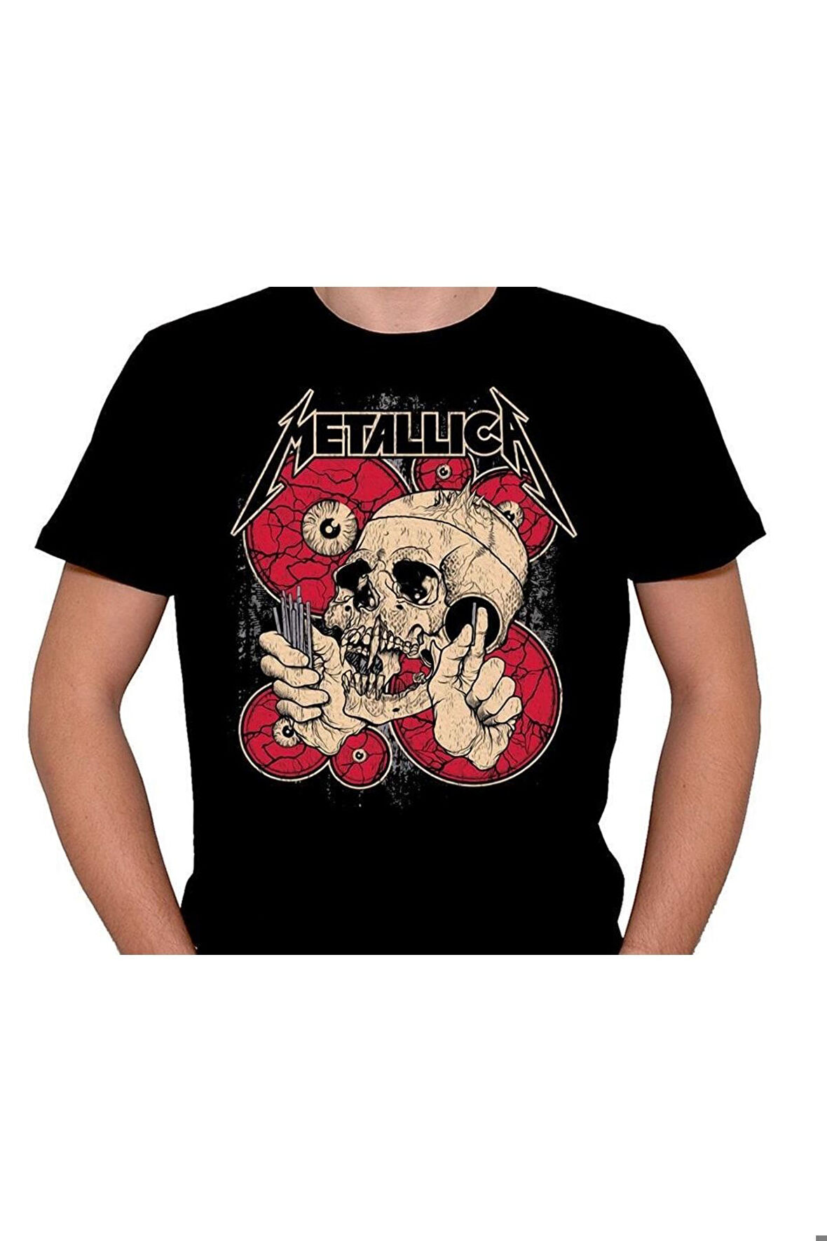 Metallica Skull Battery Guitar Electro Tişört Unisex T-shirt