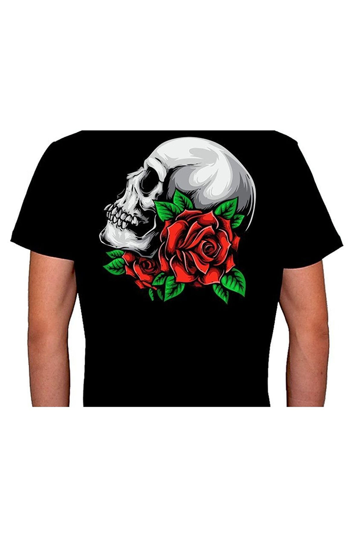 Kuru Kafa Skull Rose Gun's Tişört Unisex T-shirt