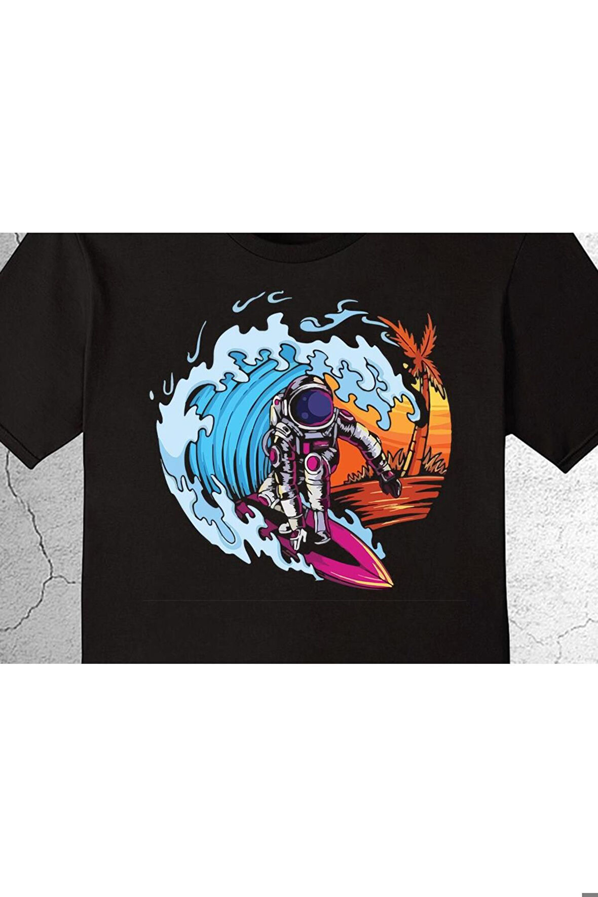 Summer Astronaut Surfing In Space Beach Waves Tişört Çocuk T-shirt