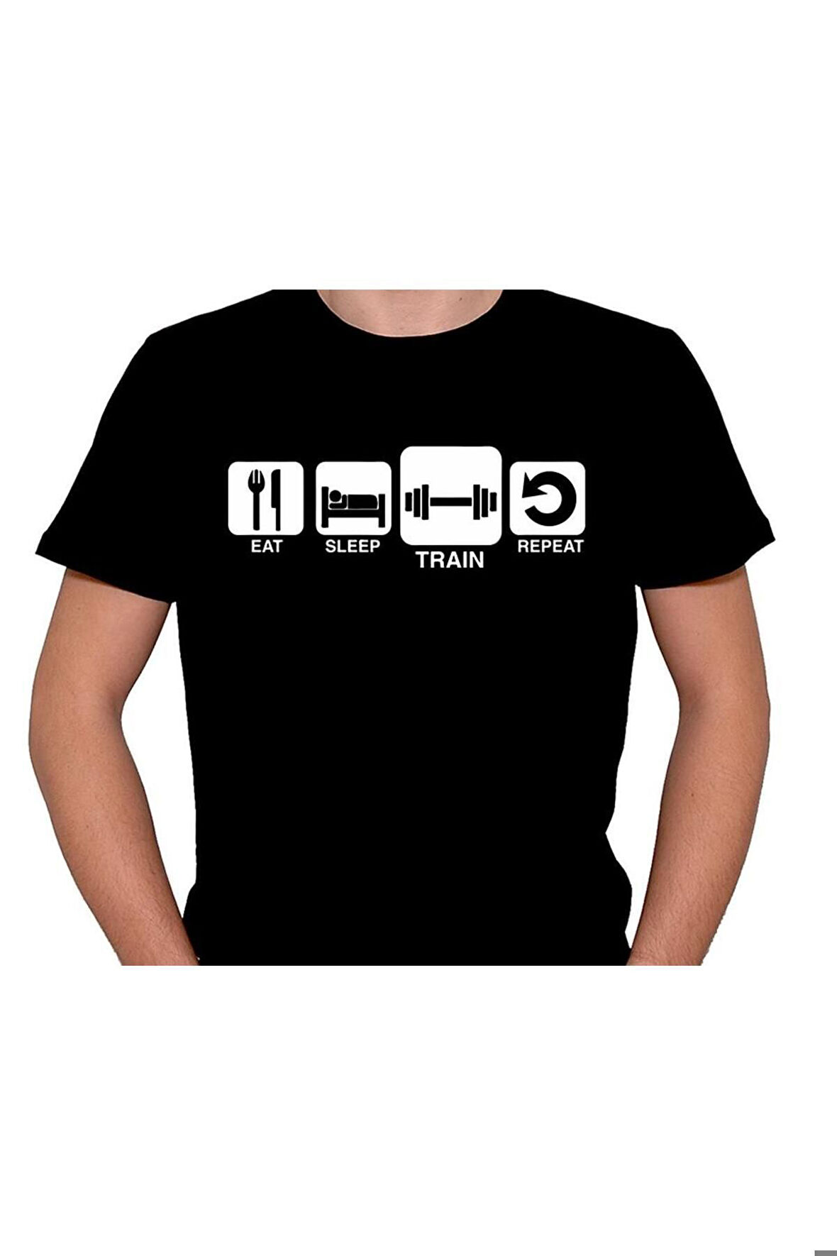 Eat Sleep Train Repeat Ye Uyu Çalış Tekrarla Tişört Unisex T-shirt