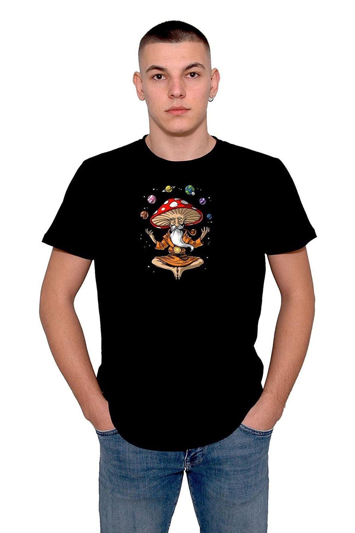 Magic Mushroom Buddha Yoga Aum Oum Çakra Tişört Unisex T-shirt