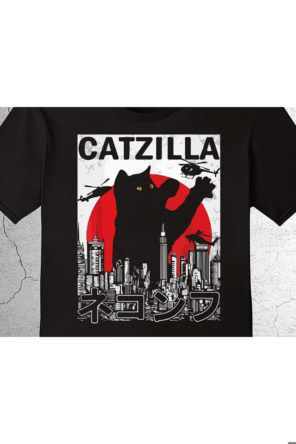 Cat Kedi Catzilla Japanese Godzilla Tişört Çocuk T-shirt