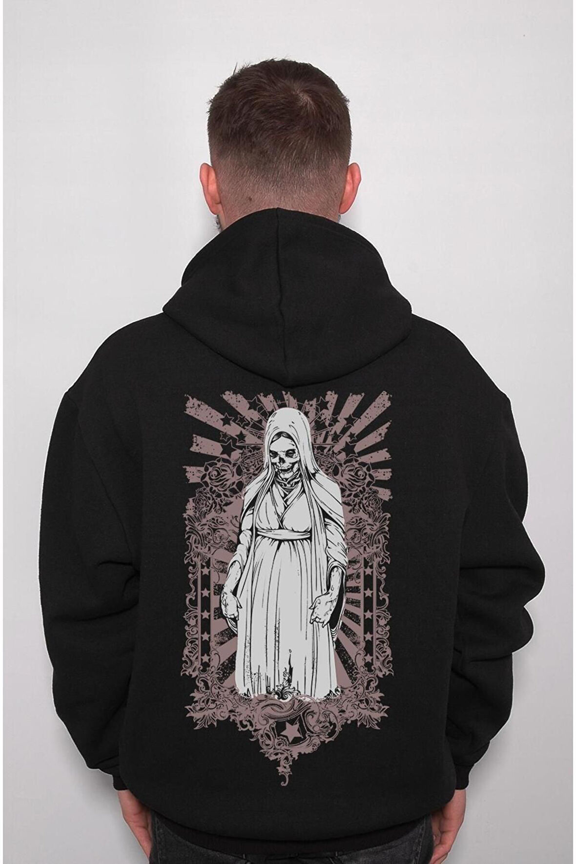 Metall Skull Woman Rahibe Sweatshirt Unisex Kapüşonlu Hoodie