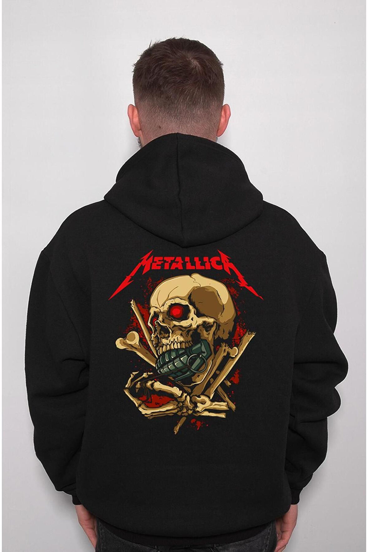 Metallica Kuru Kafa Skull Rock'n Roll Sweatshirt Unisex Kapüşonlu Hoodie