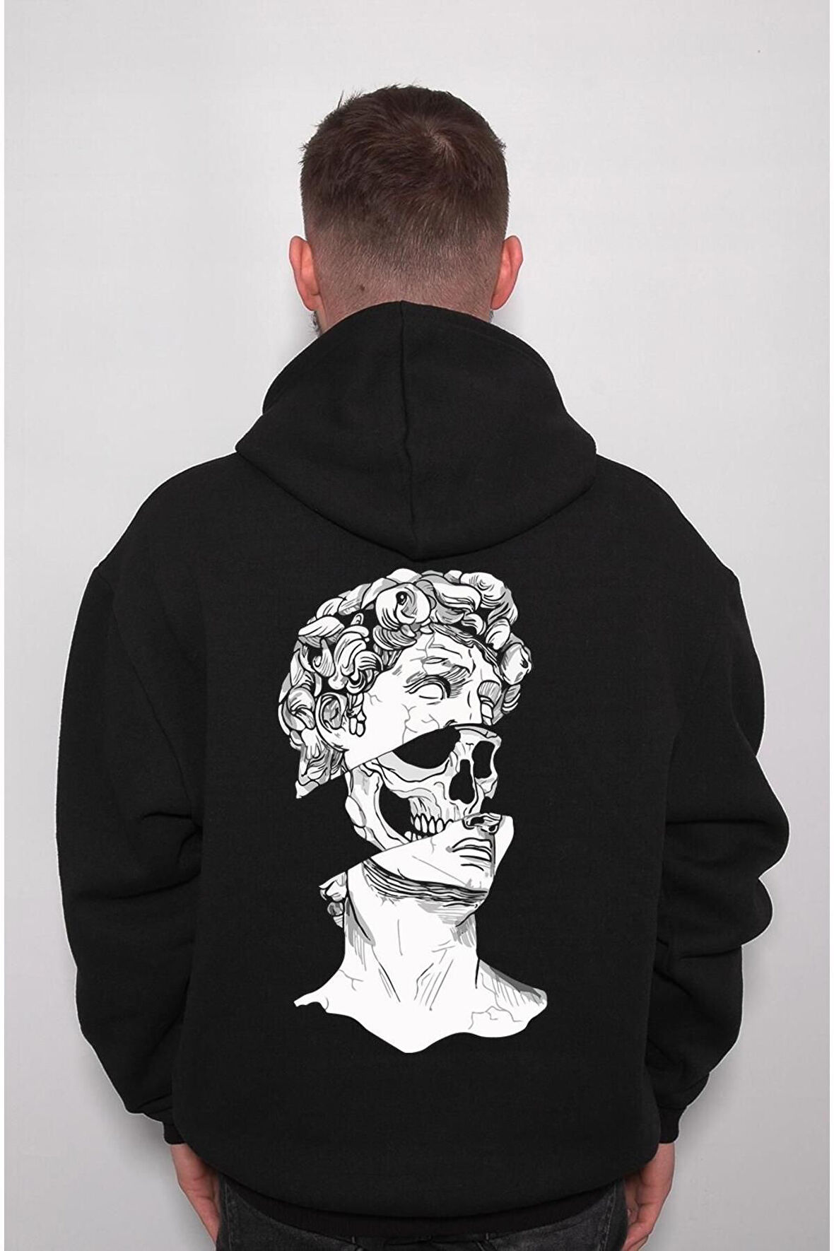 Kuru Kafa Skull Grecee Heykel Sweatshirt Unisex Kapüşonlu Hoodie