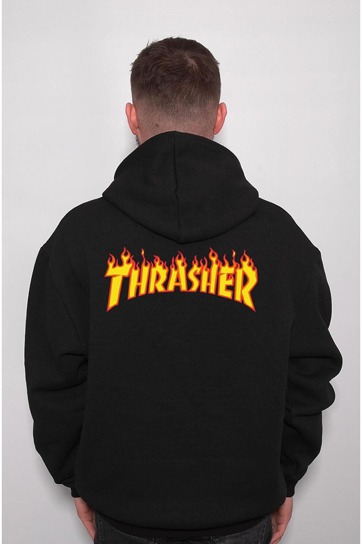 Trasher Magazine Logo Alev Sweatshirt Unisex Kapüşonlu Hoodie