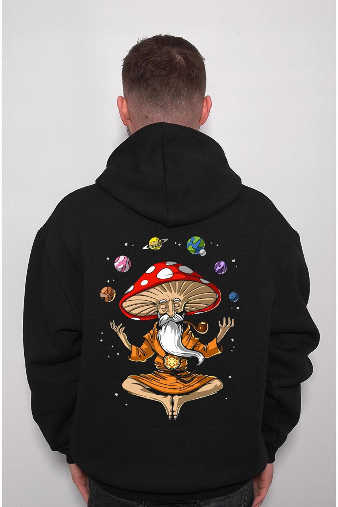 Magic Mushroom Buddha Yoga Aum Oum Çakra Sweatshirt Unisex Kapüşonlu Hoodie