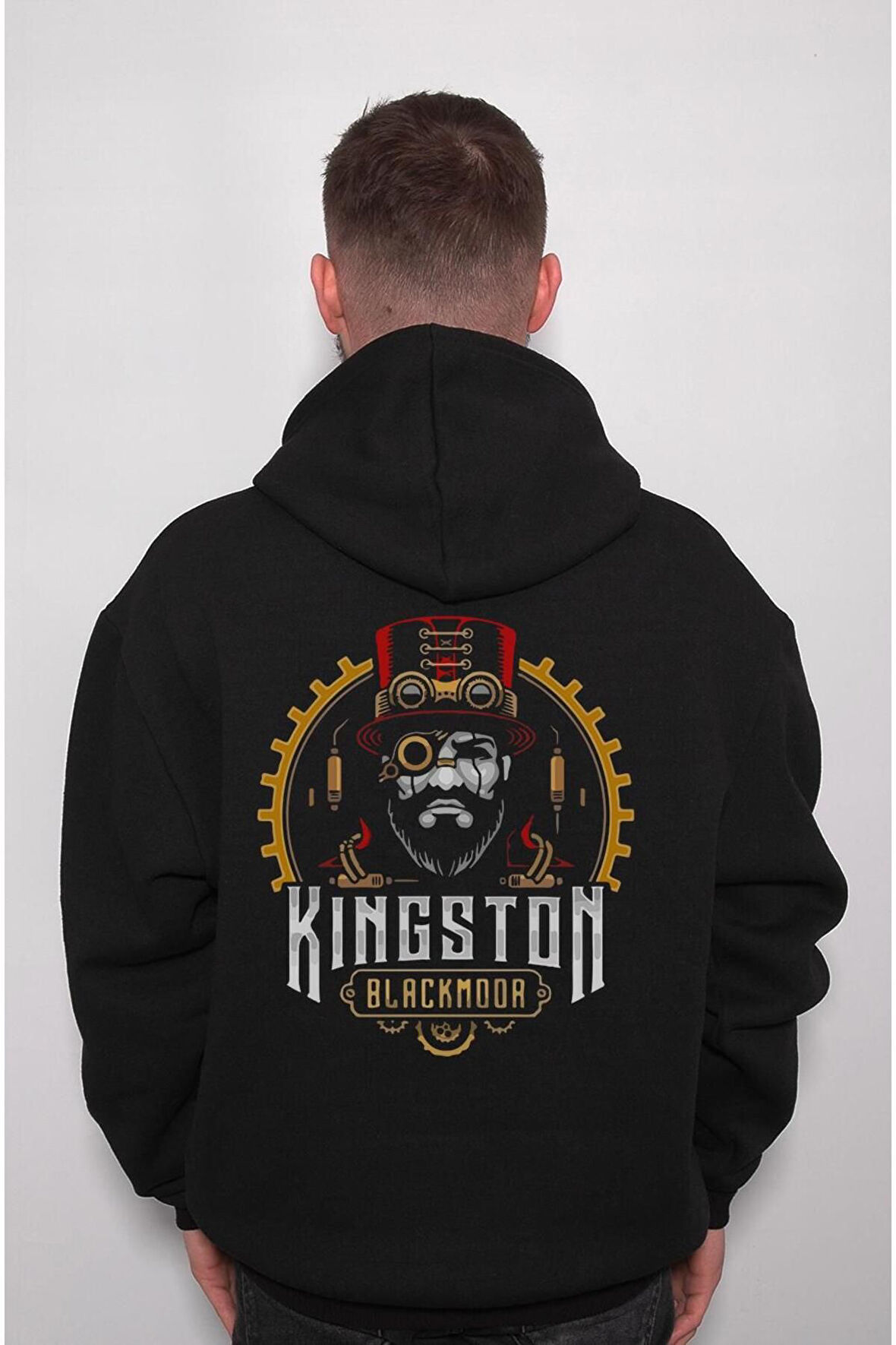 Kingston Black Moda Makine Döngü Sweatshirt Unisex Kapüşonlu Hoodie