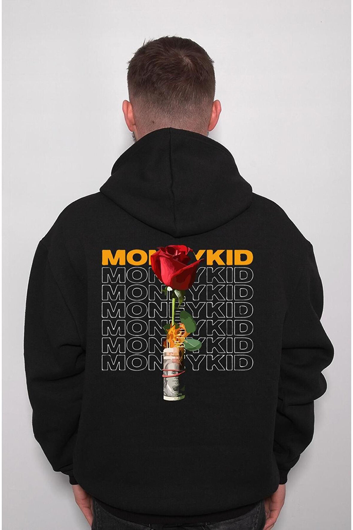 Moneykid Flower Rose Dollar Money Sweatshirt Unisex Kapüşonlu Hoodie