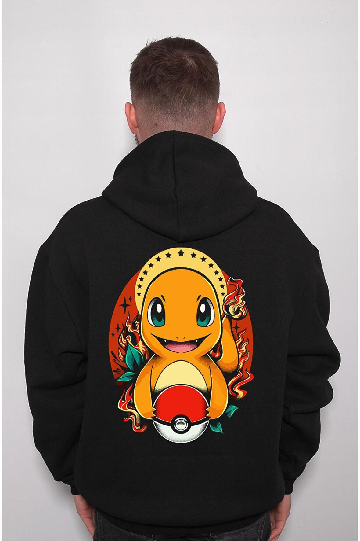 Pokemon Charmander Alev Topu Sweatshirt Unisex Kapüşonlu Hoodie