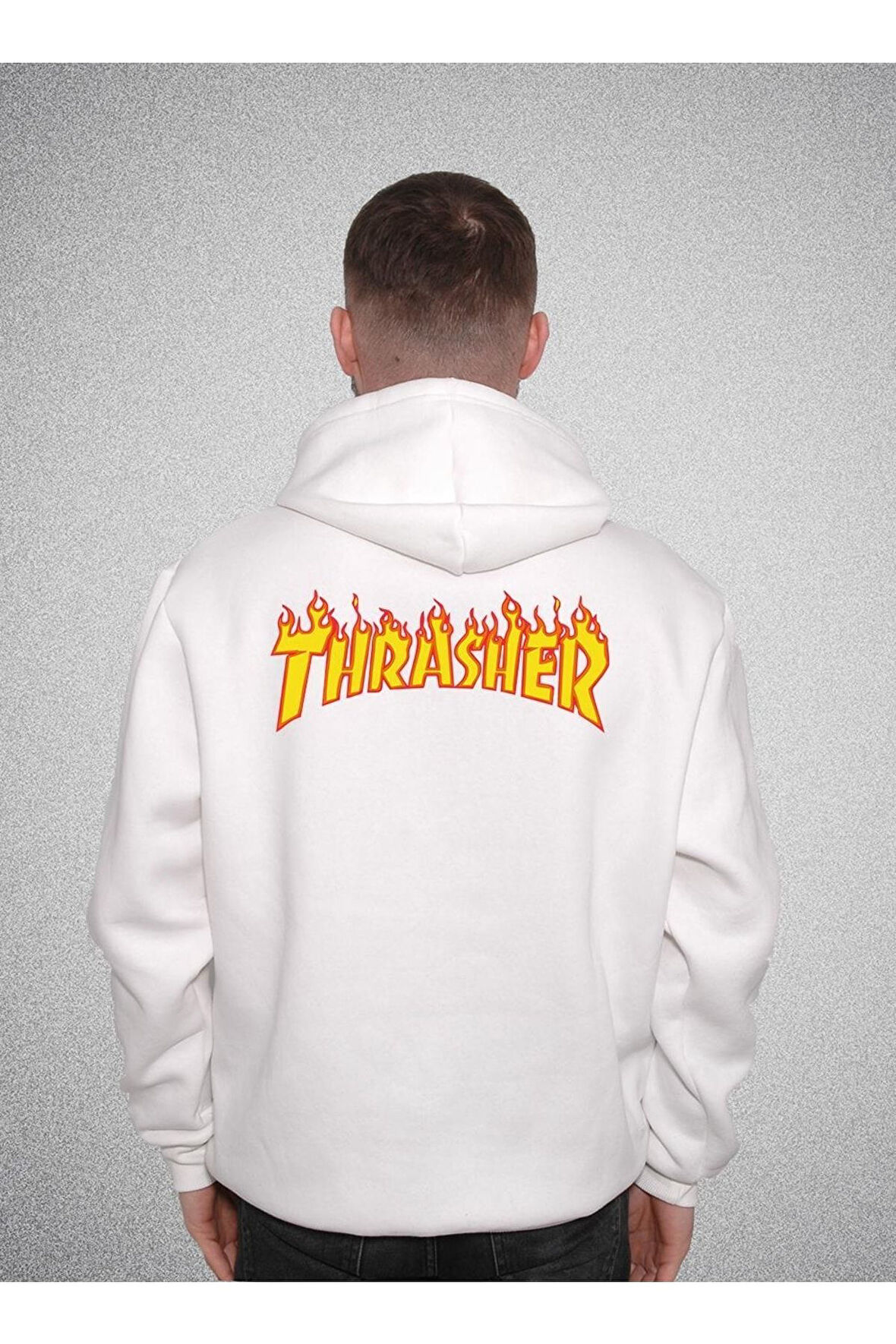 Trasher Magazine Logo Alev Sweatshirt Unisex Kapüşonlu Hoodie