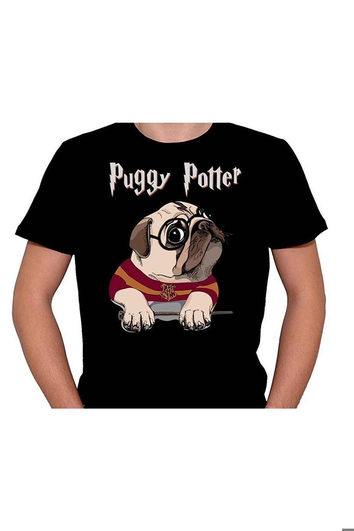 Puggy Potter Harry Potter Dog Köpek Pug Rıfkı Tişört Unisex T-shirt