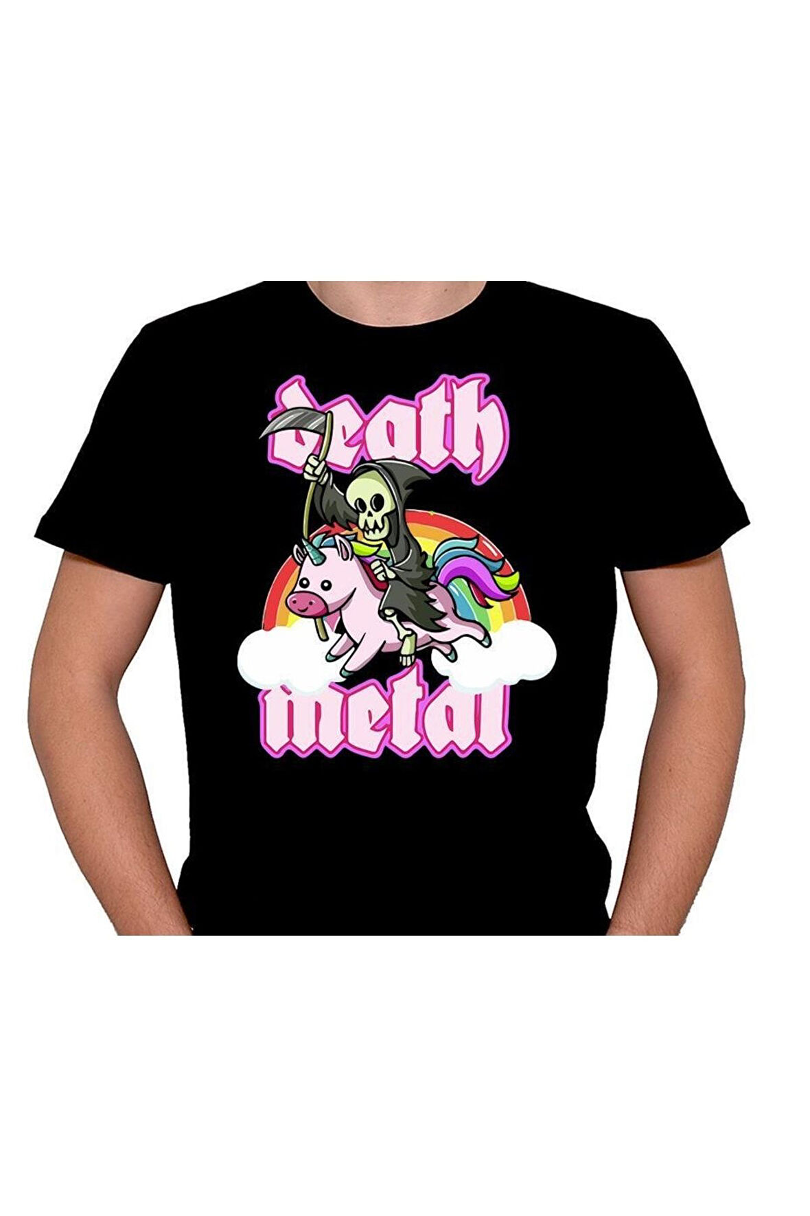 Death Metal Rock Unicorn Tek Boynuz Music Tişört Unisex T-shirt